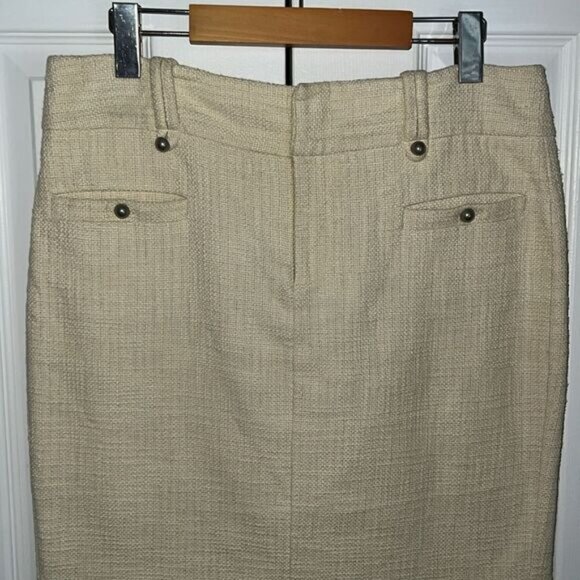 Club Monaco Cream Cotton Tweed Skirt Size 8 - Picture 2 of 11